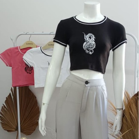 READY STOCK CROP TOP DRAGON TERLARIS