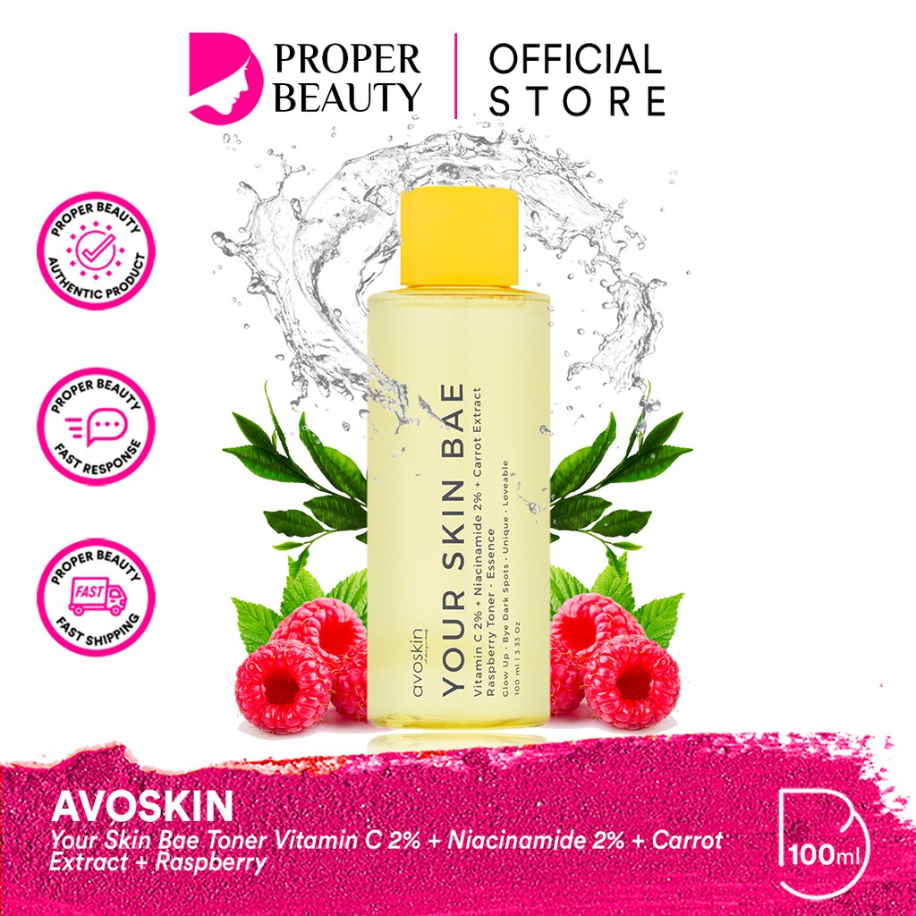 AVOSKIN Your Skin Bae Vitamin C 2% + Niacinamide 2% Carrot Extract Raspberry Toner Essence Indonesia