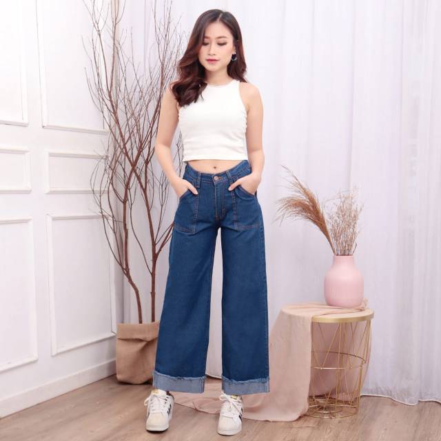 FWR - CELANA KULOT BOYFRIEND HIGHWAIST LOOSE  JEANS KHALISTA