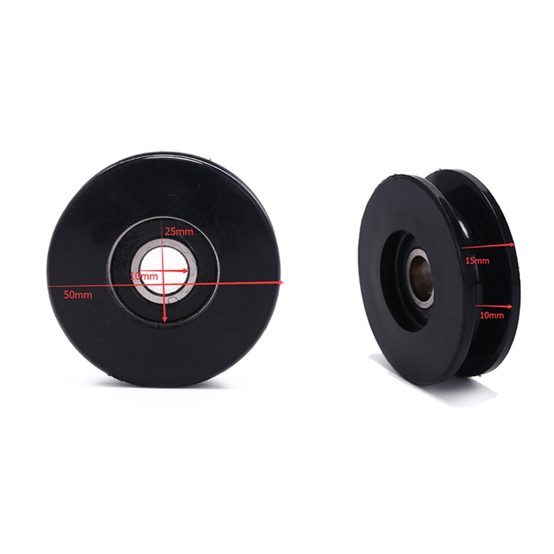 &lt; E2id &amp; &gt; 1pc Roda Katrol Bearing 50mm Warna Hitam Untuk Peralatan gym