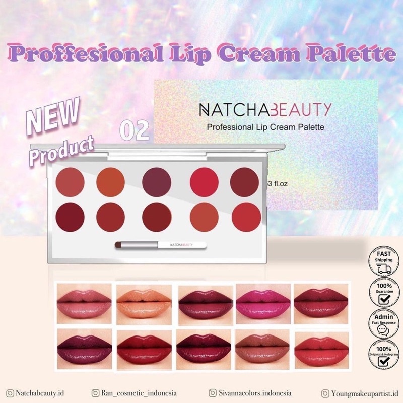 NATCHA BEAUTY Professional Lip Cream Palette 10 Colors