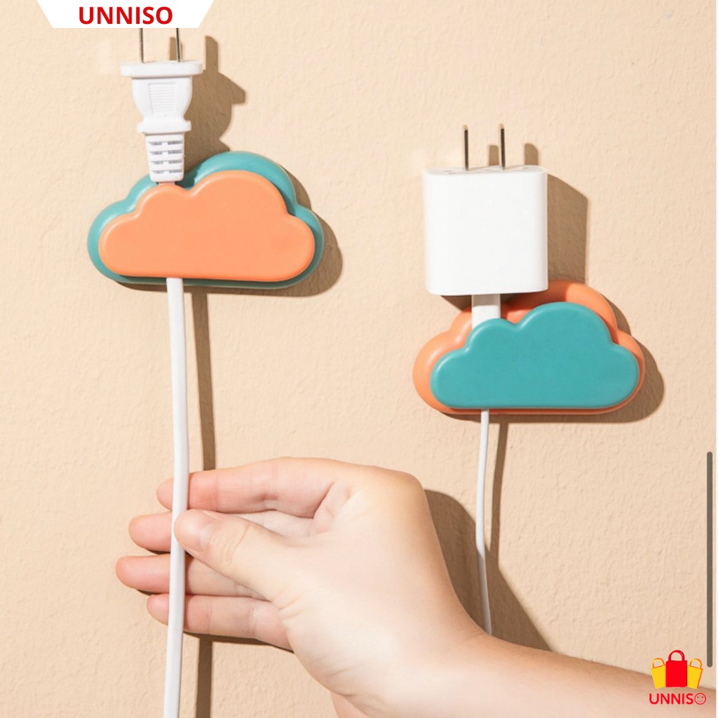 UNNISO - Rak Tempel Colokan Listik Kabel Motif Awan RC2