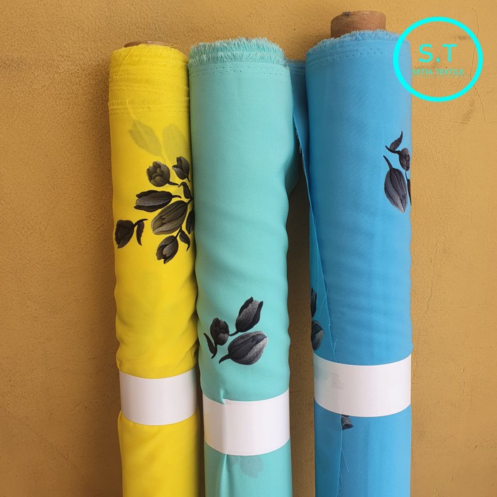 Langsung Order kain woolpeach/wolfis/wolvis motif bunga lebar 1.5 m - Biru Muda Berkualitas