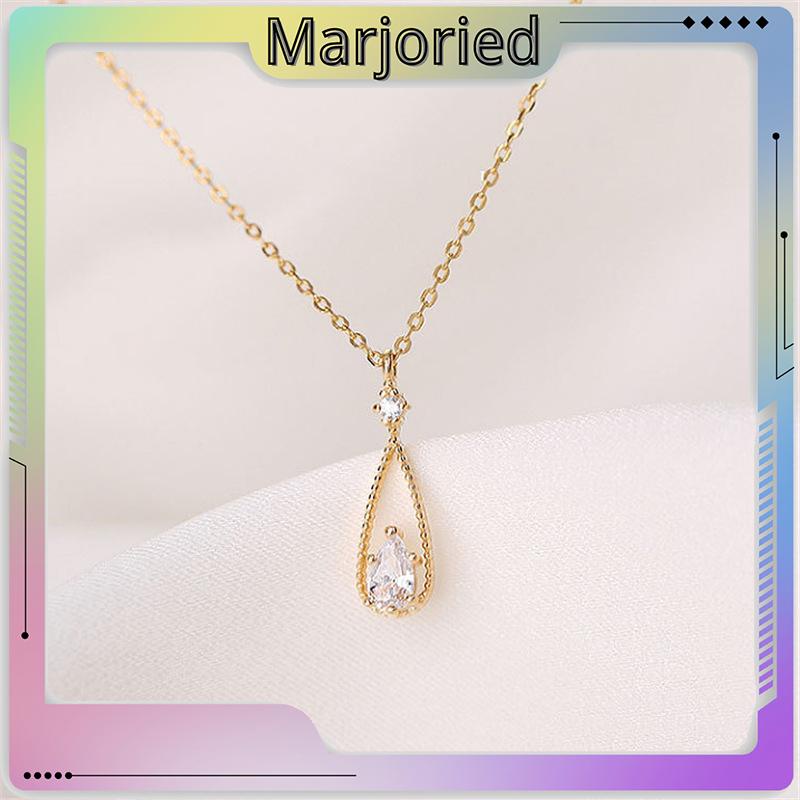 Fashion Indah Water Drop Zircon Kalung Wanita Sederhana Temperamen Rantai Klavikula-MJD