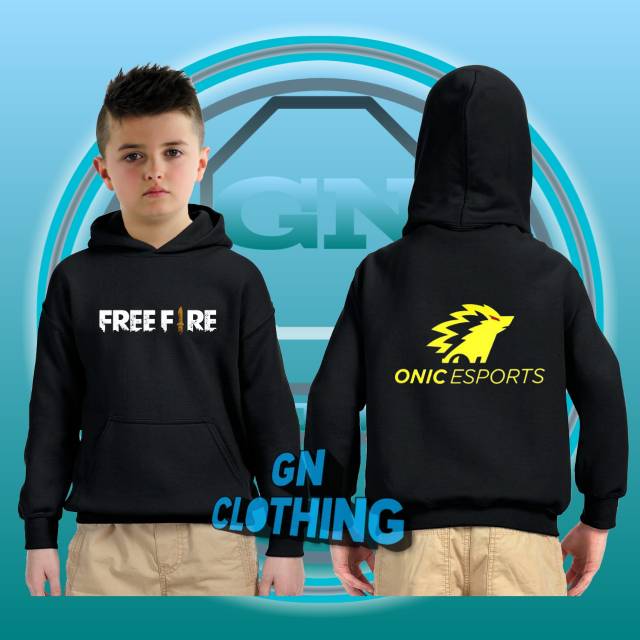 JAKET HOODIE ANAK  FREEFIRE ONIC ESPORTS LOGO KUALITAS PREMIUM