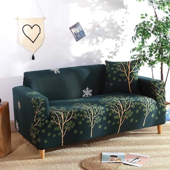 Cover Sofa Elastis 1 2 3 Seater Dudukan Sarung Sofa Import Pohon Hijau