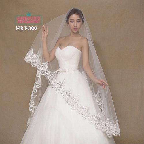 [BISA COD] SLAYER PENGANTIN WEDDING VEIL AKSESORIS PESTA BROKAT PUTIH HRP029