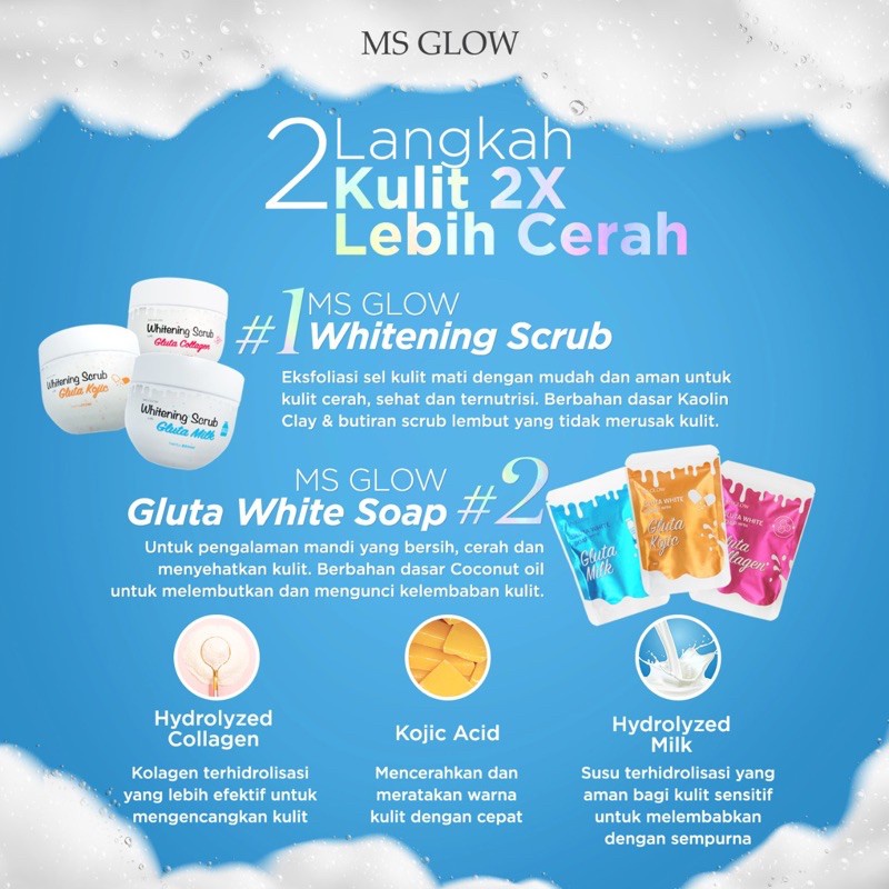 Ms Glow Whitening Scrub Kojic Kolagen Mil Original 100% Halal Bpom Scrub Sultan Auto Glowing Putih Instan