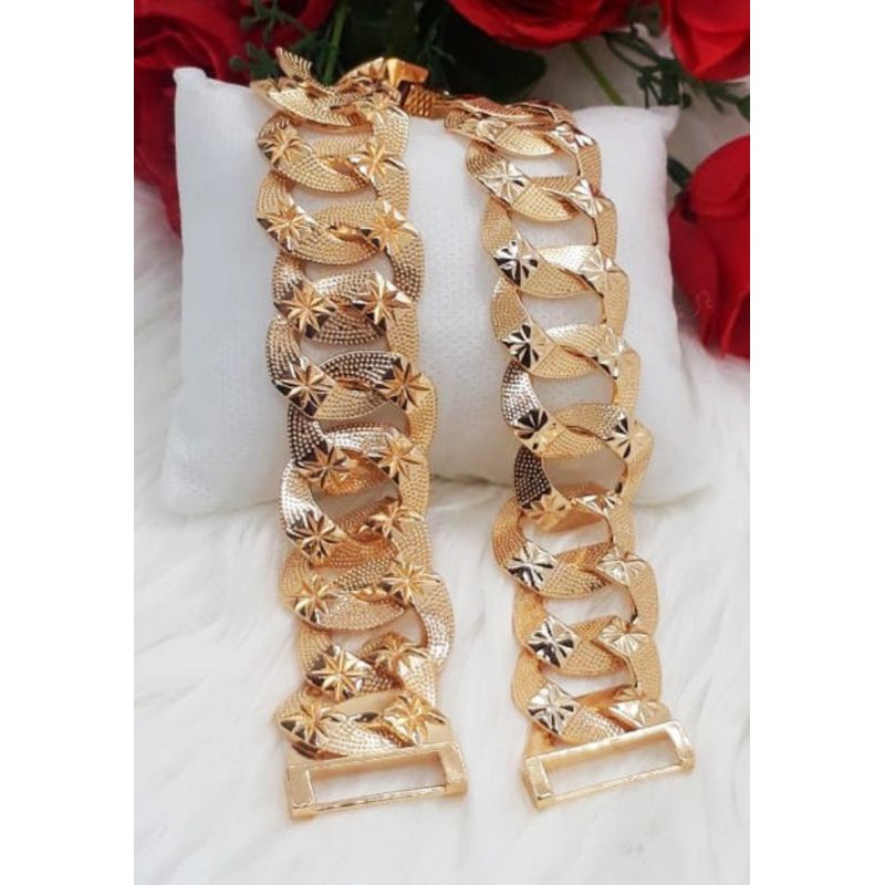 GELANG RANTE UKIR BESAR BAHAN XUPING ASLI 100% DENGAN LAPISAN EMAS 24K DAN 18K .