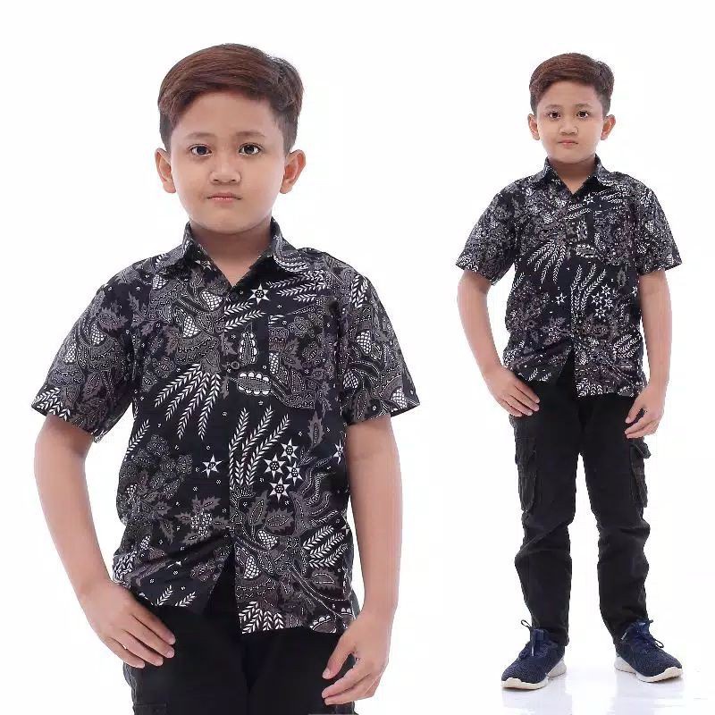 HEM BATIK ANAK AYAH MOTIF MANGGAR ABU M L XL XXL