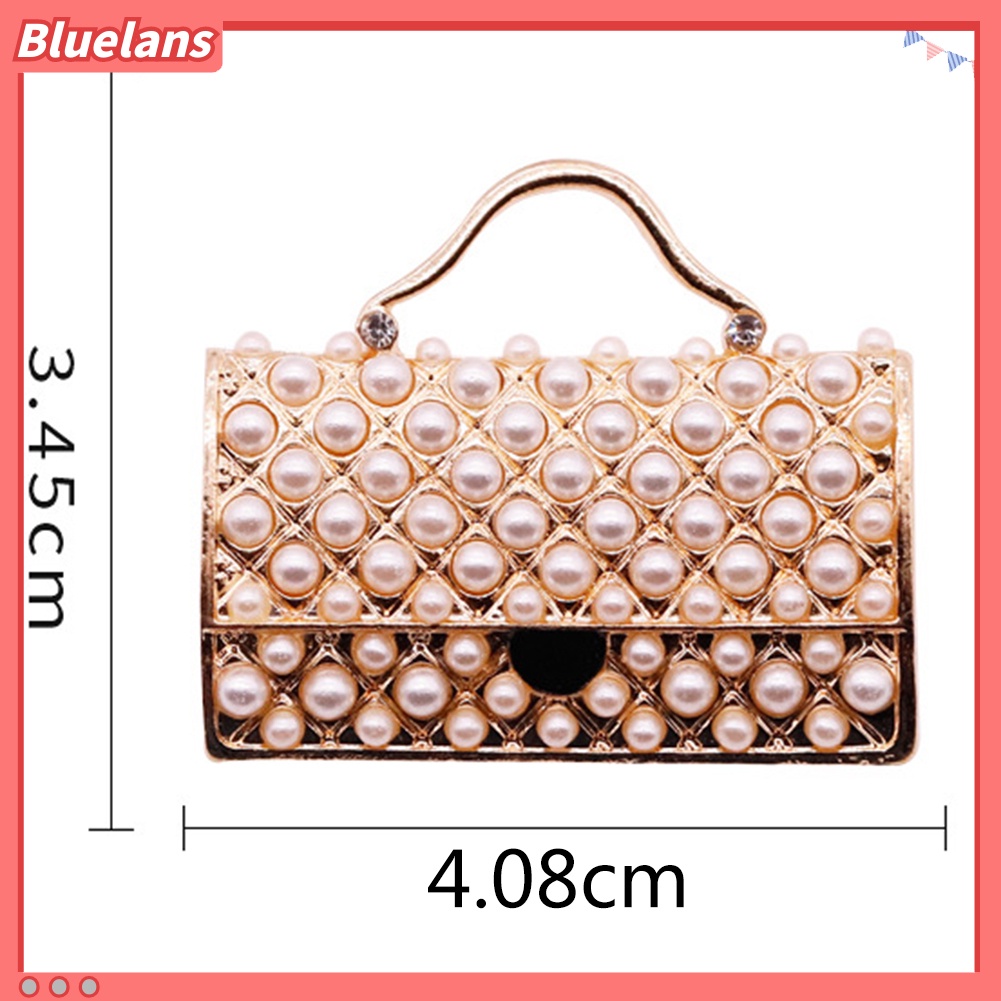 Bluelans Women Handbag Shape Faux Pearl Inlaid Brooch Pin Denim Jacket Collar Badge Gift