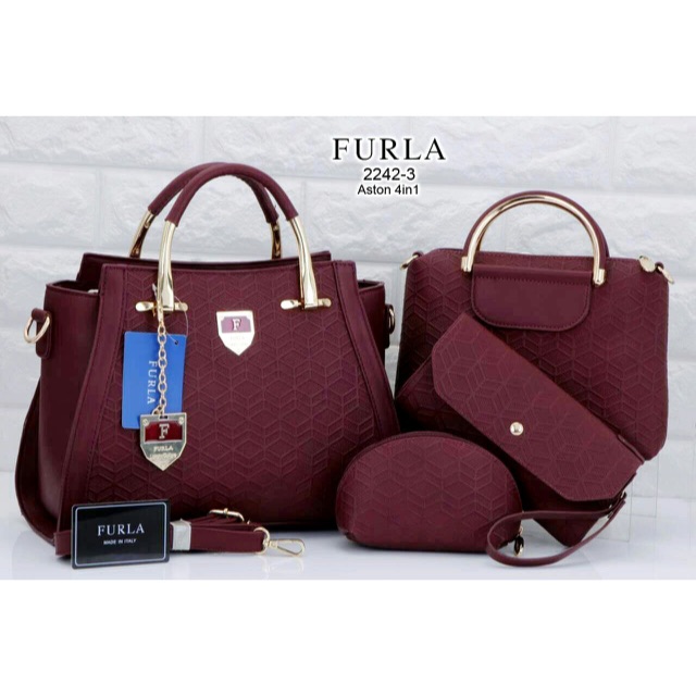 F U R L A - FURLA Aston Marlyn 4in1 Metalic Leather Bag | Tas Branded Batam