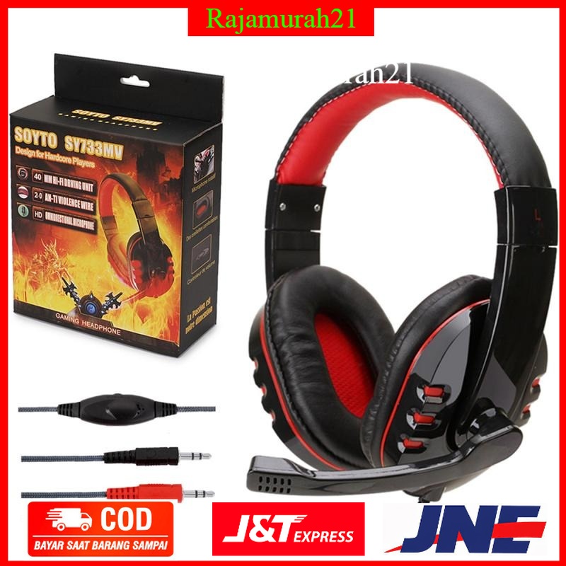 PROMO SOYTO Gaming Headphone Headset with Mic - SY733MV - Black/Red