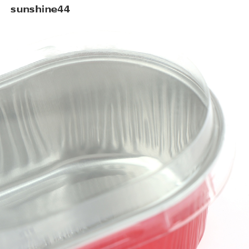 Sunshine 10pcs Cup Cetakan Kue Bahan Aluminum Foil Tahan Panas Dengan Tutup