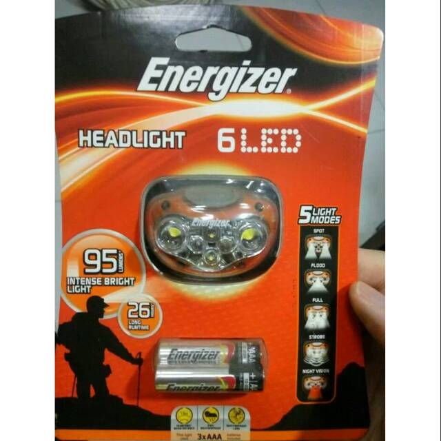 HEADLIGHT / HEADLAMP / SENTER / SENTER KEPALA / SENTER GUNUNG / ENERGIZER / 6 LED