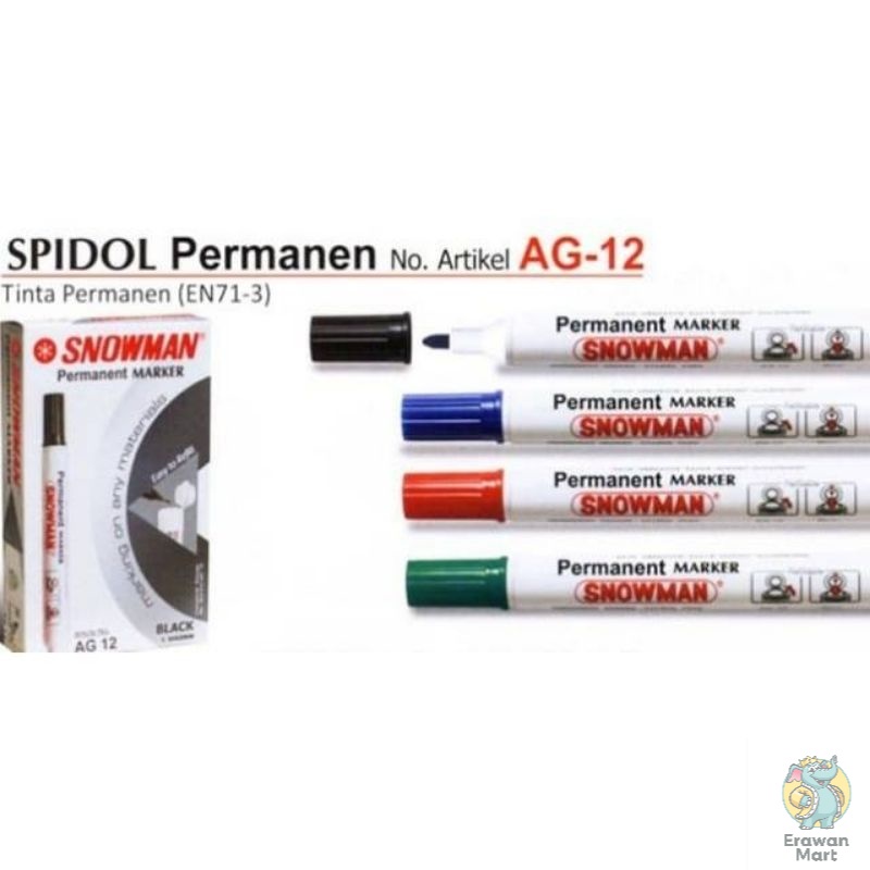 

12 PCS Spidol Permanen / Spidol Snowman Permanen AG12 / Spidol Permanent Marker 105
