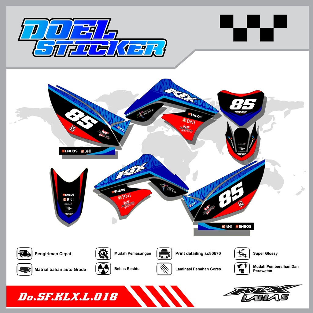 Sticker Striping Honda KLX L , S Lama List Variasi Hologram , Crome Doel 018