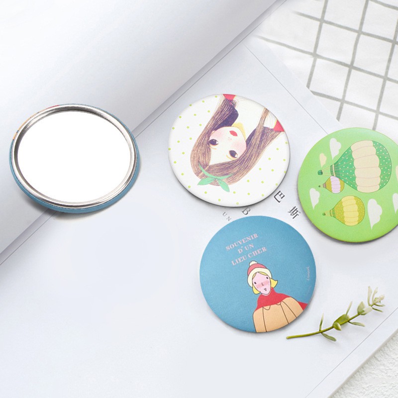 MARKAS HR210 Kaca Mini Cermin Bulat Motif Karakter Cermin Make Up Travelling Souvenir -7