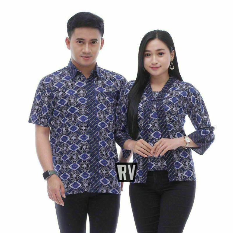[ BISA COD ] Maura Couple - Sania Ruffle Batik Couple Seragam Batik Garansi Termurah Shopee Batikid-WAJIK BIRU