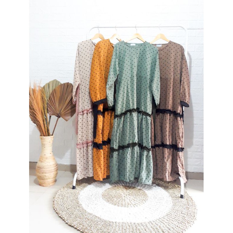 Maria Gamis Series Wolfis Polkadot Jumbo /Gamis Wolfis/Gamis Polkadot/Gamis susun/Gamis Busui