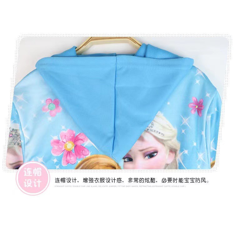 Jacket Hoddie Anak Perempuan Motif Princess Frozen Elsa Anna import