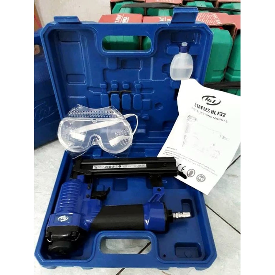 

Terlaris air nailer H&L f32 stapler gun angin staples tembak HnL ada Pengaman
