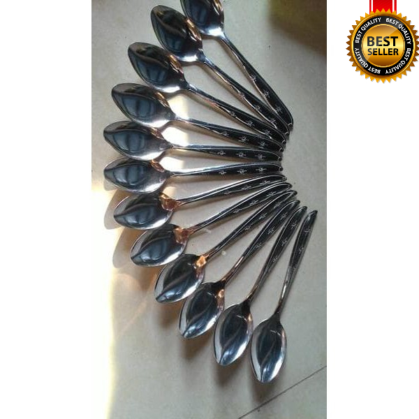 Sendok Makan Stainless 18 cm Sendok Motif Bintang - sendok makan tebal motif bintang stainless