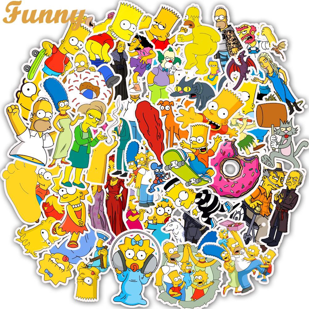 50Pcs/Lot Vinyl The Simpsons Stickers Anime Cartoon Sticker For Skateboard Luggage Laptop Guitar Fridge Phone Car Decal Stickers
