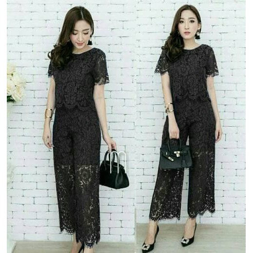 FLASH SETELAN WANITA BROKAT / BAJU PESTA / SETELAN BLOUSE BROKAT MasDonaShop