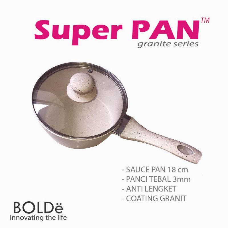 BOLDe Sauce PAN 18 cm + Glass lid, Granite Beige Series