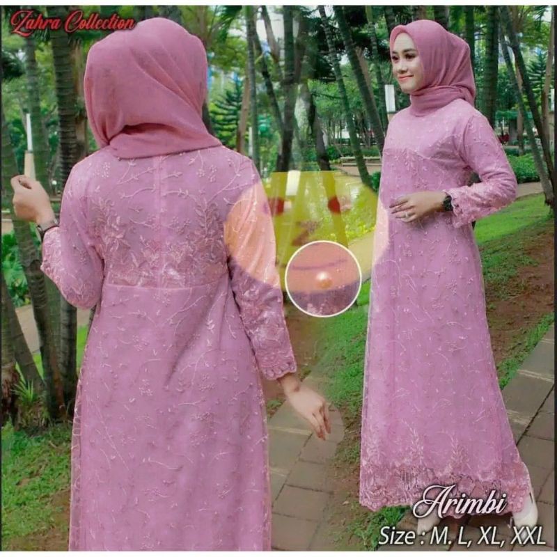 Arimbi Maxy Gamis Brukat Remaja Dress Brokat Kondangan Gaun Pesta Resepsi Pernikahan Dres Muslim Jumbo xxl Ld 120cm Remaja Muslimah Gamis Lebaran Anak Perempuan Outfit Kondangan Seragam Bridesmaid