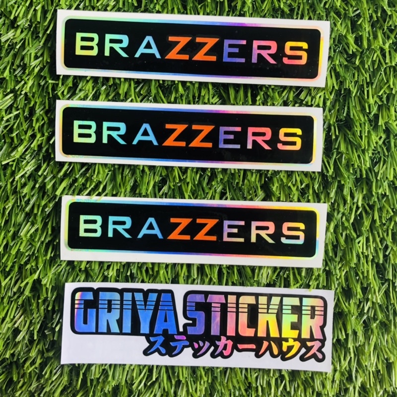 Sticker cutting BRAZZERS stiker hologram viral