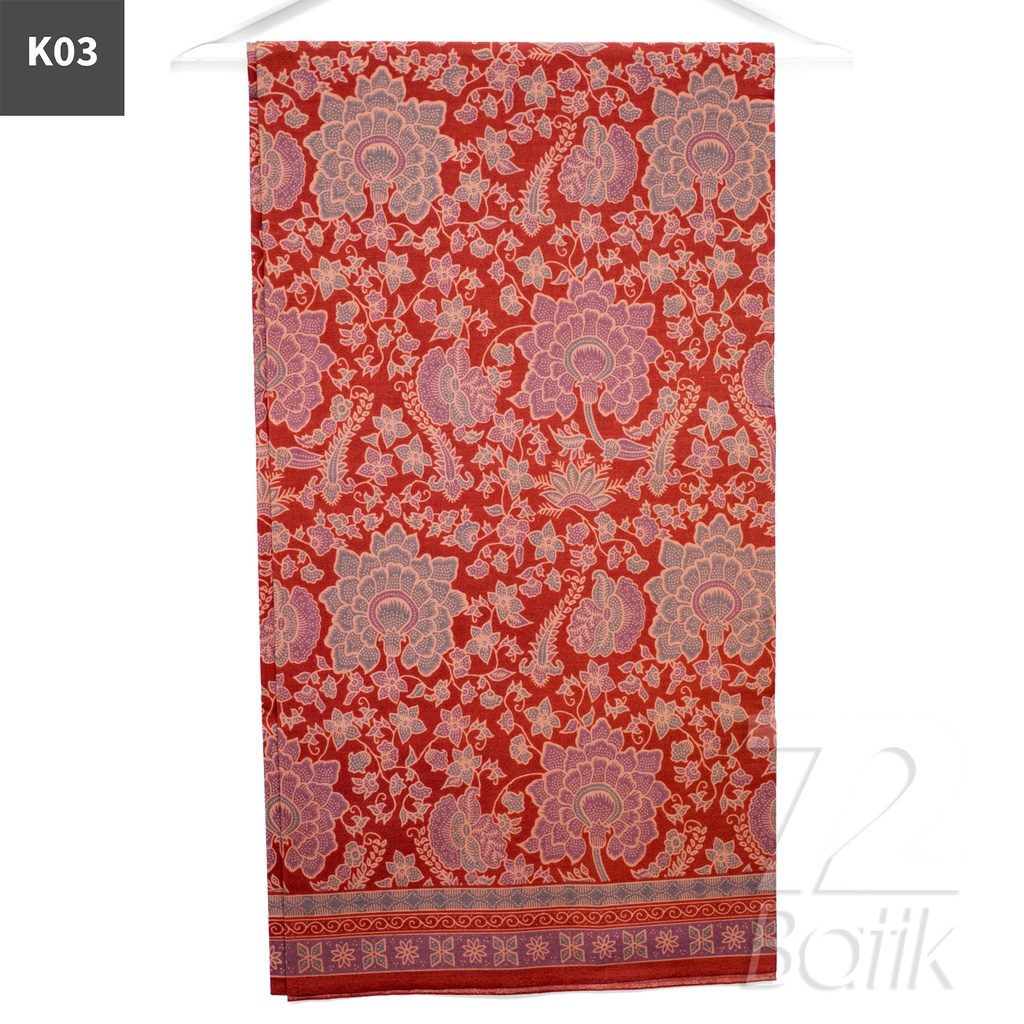 KAIN BATIK PREMIUM Bahan Katun Motif Kembang Puspo Sari Warna Merah Bata 721753 Cap 72 Jarik Jarit Samping Kebat Panjang Batik Katun Modern Premium Bahan Seragam Batik Pernikahan Kantor Keluarga Murah Kamen Jadi Batik Bali Lembaran