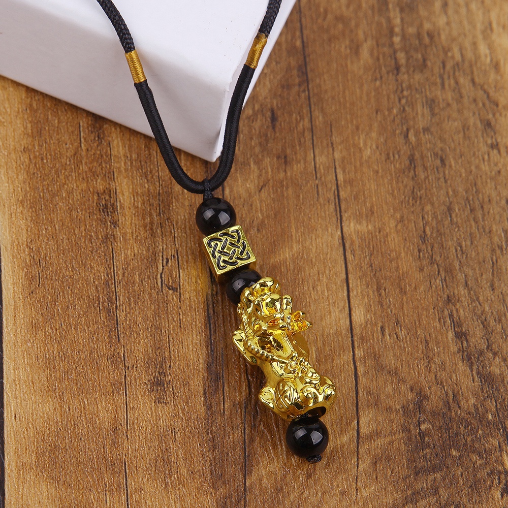 Kalung Liontin Manik-Manik Batu Obsidian Feng Shui Faith Gaya China