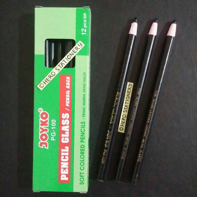 Pensil Kaca Dermatograph Pencil Glass Joyko Pg 100 Hitam12 Pcs