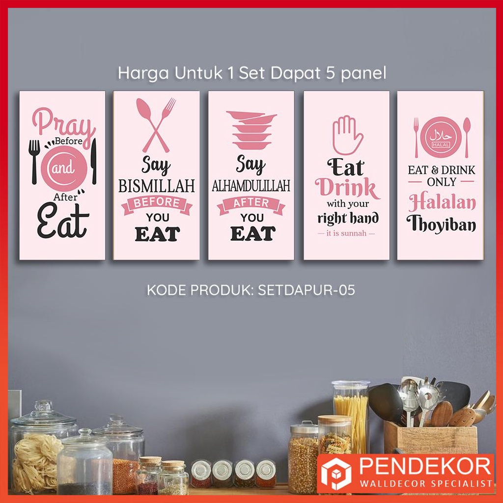 Set Hiasan Dinding Dapur 5 Panel Pajangan Dinding Minimalis Wall Decor Kitchen