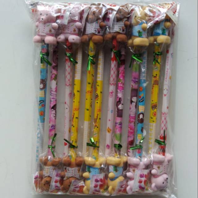 

12pcs Pensil Penghapus Bear / Pensil dan Penghapus Beruang / Bear