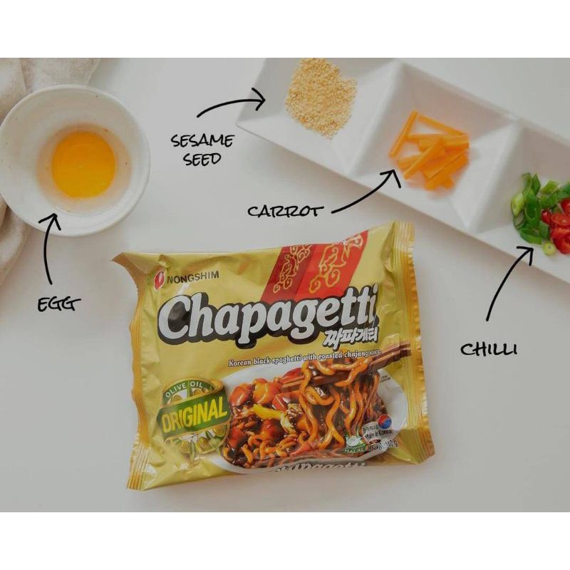 

Nongshim Chapaghetti 140gr (Original) - Korean Black Spaghetti With Roasted Chajang Sauce Parasite