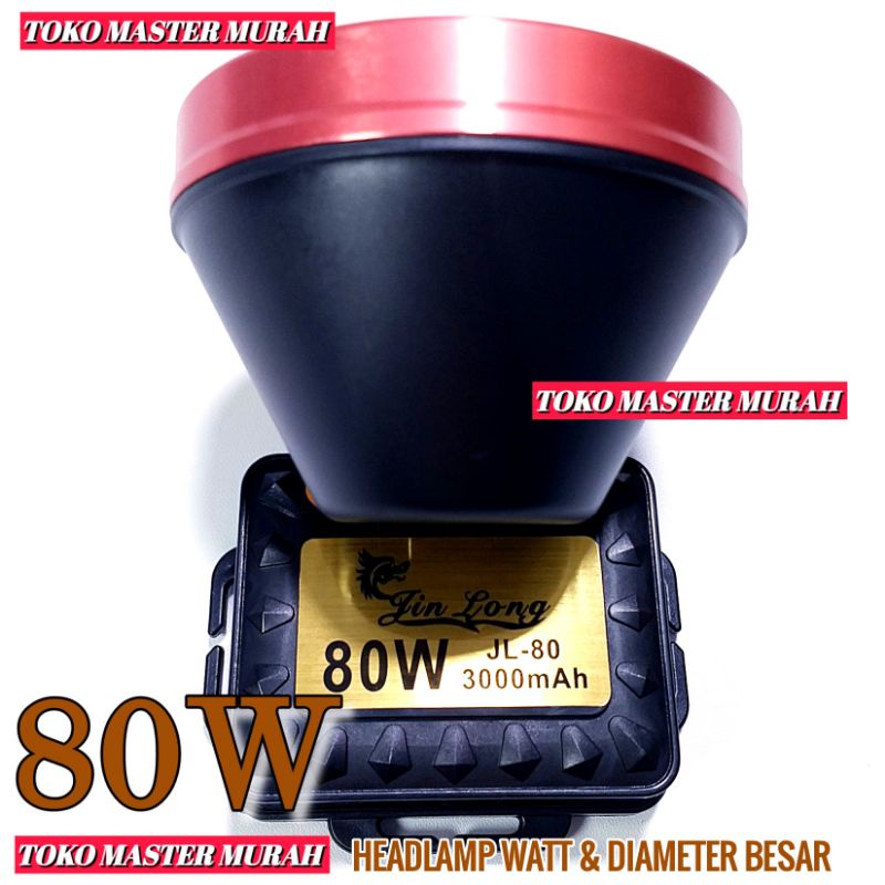 Headlamp 80watt JL80 Charge Senter Kepala 80W Besar dan Terang