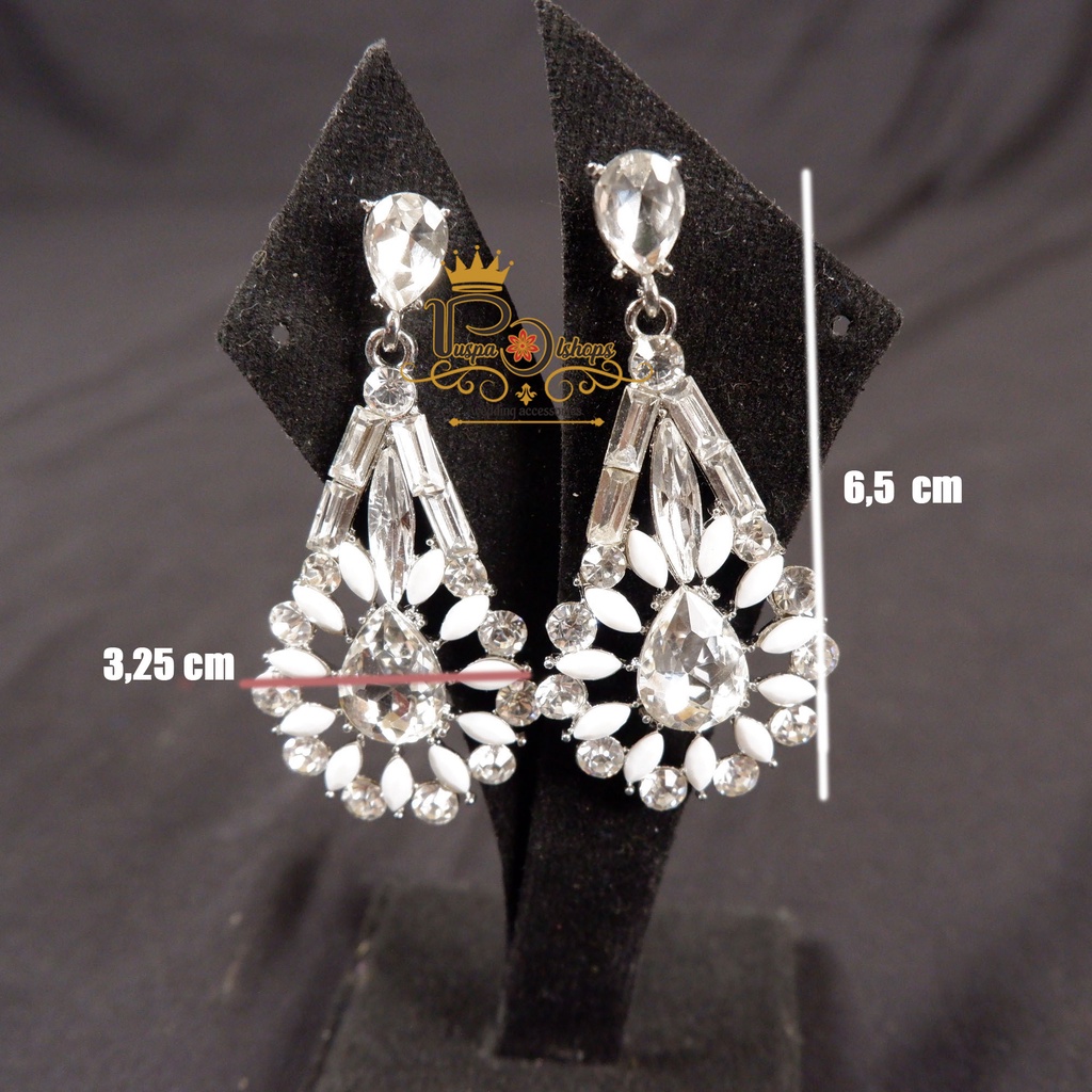 Anting  kristal dropstone anting pengantin