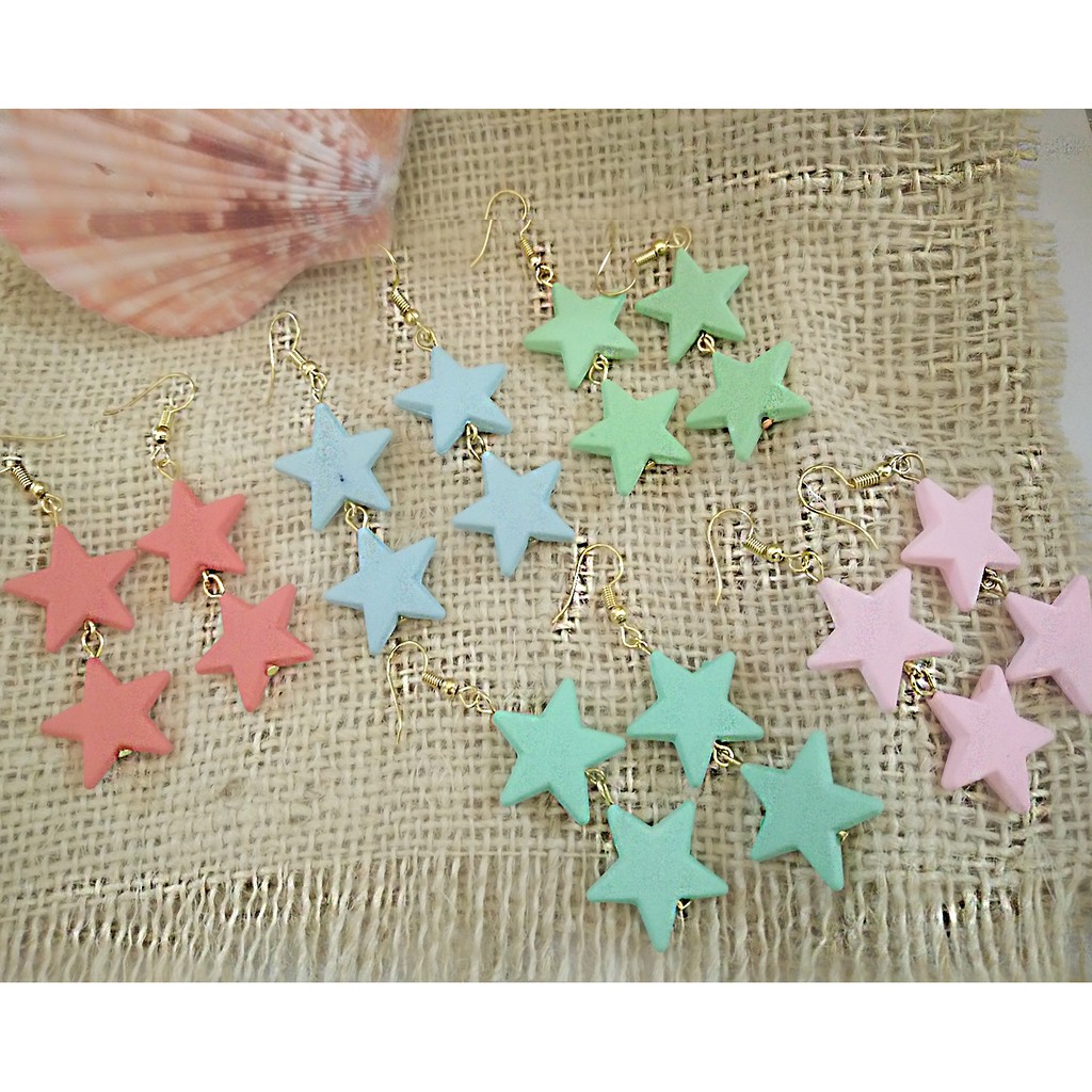 Anting Fashion Wanita Simple / Anting Hooks Star Warna Warni   211