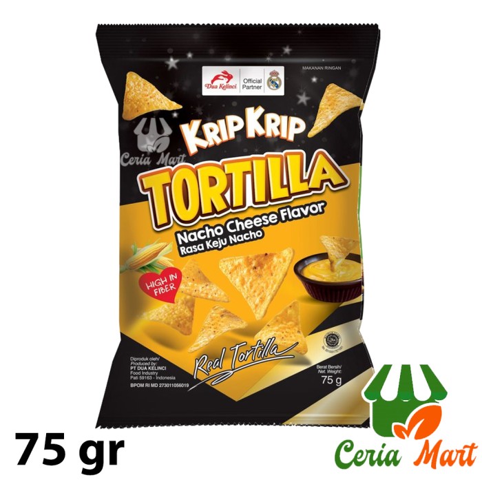 

Tortila Keripik Jagung Krip Krip Tortilla 75 gr Rasa Keju Nacho Cheese