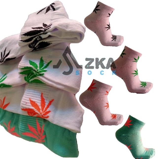 (MOTIF DAUN) Kaos Kaki Skate PE Wanita Pria/kaos kaki Motif Semata kaki/Kaos kaki Ankle Sock Pendek