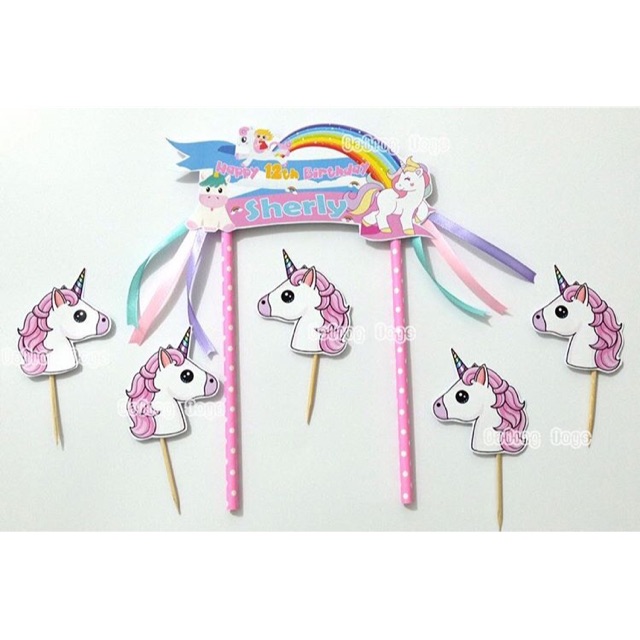 Topper Cake Birthday Unicorn 2 Custom Shopee Indonesia - topper cake birthday roblox 2 motif shopee indonesia