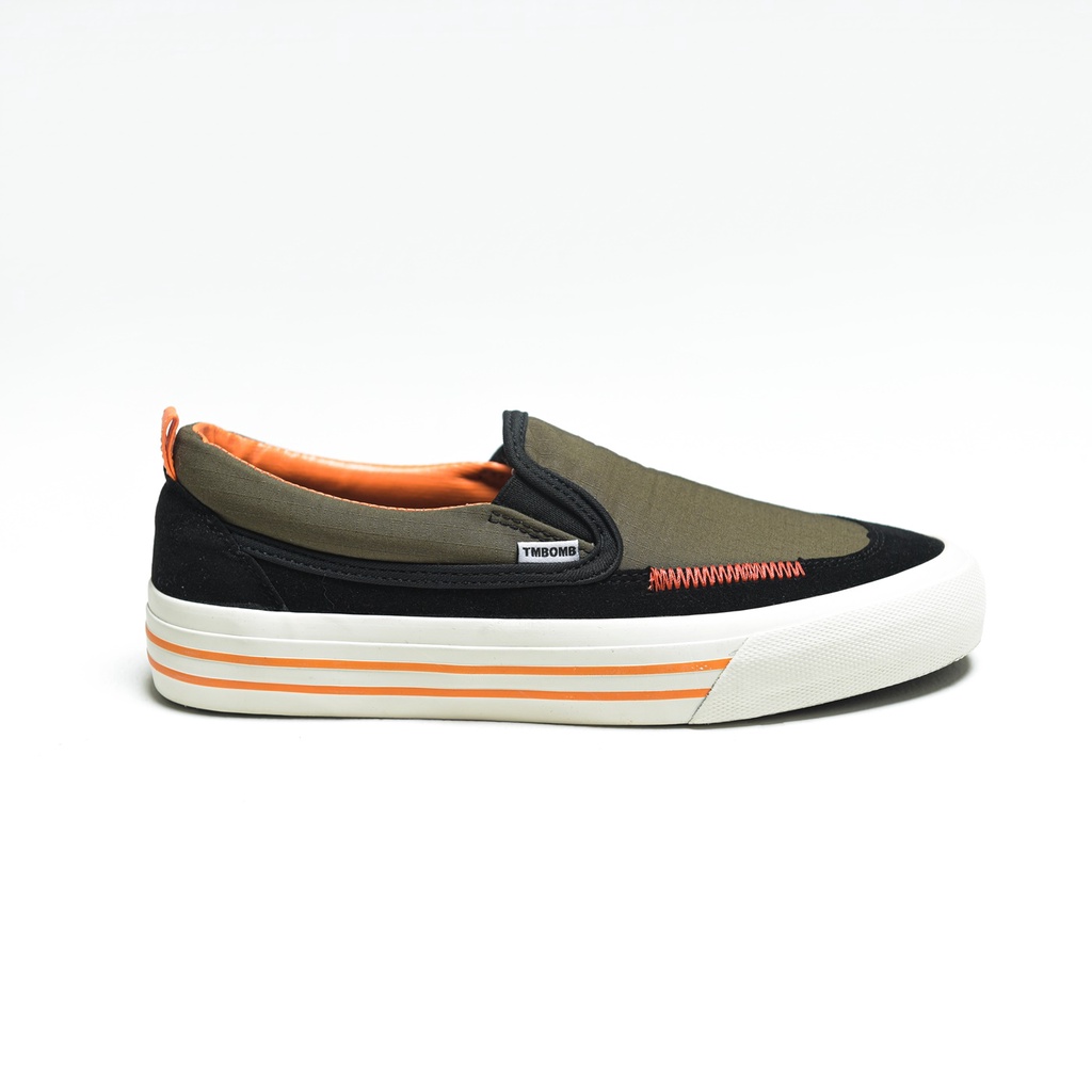 SEPATU  TIMEBOMB | SLIPON PREDATOR V1 ( RIPSTOP OLIVE STRIPE ORANGE )