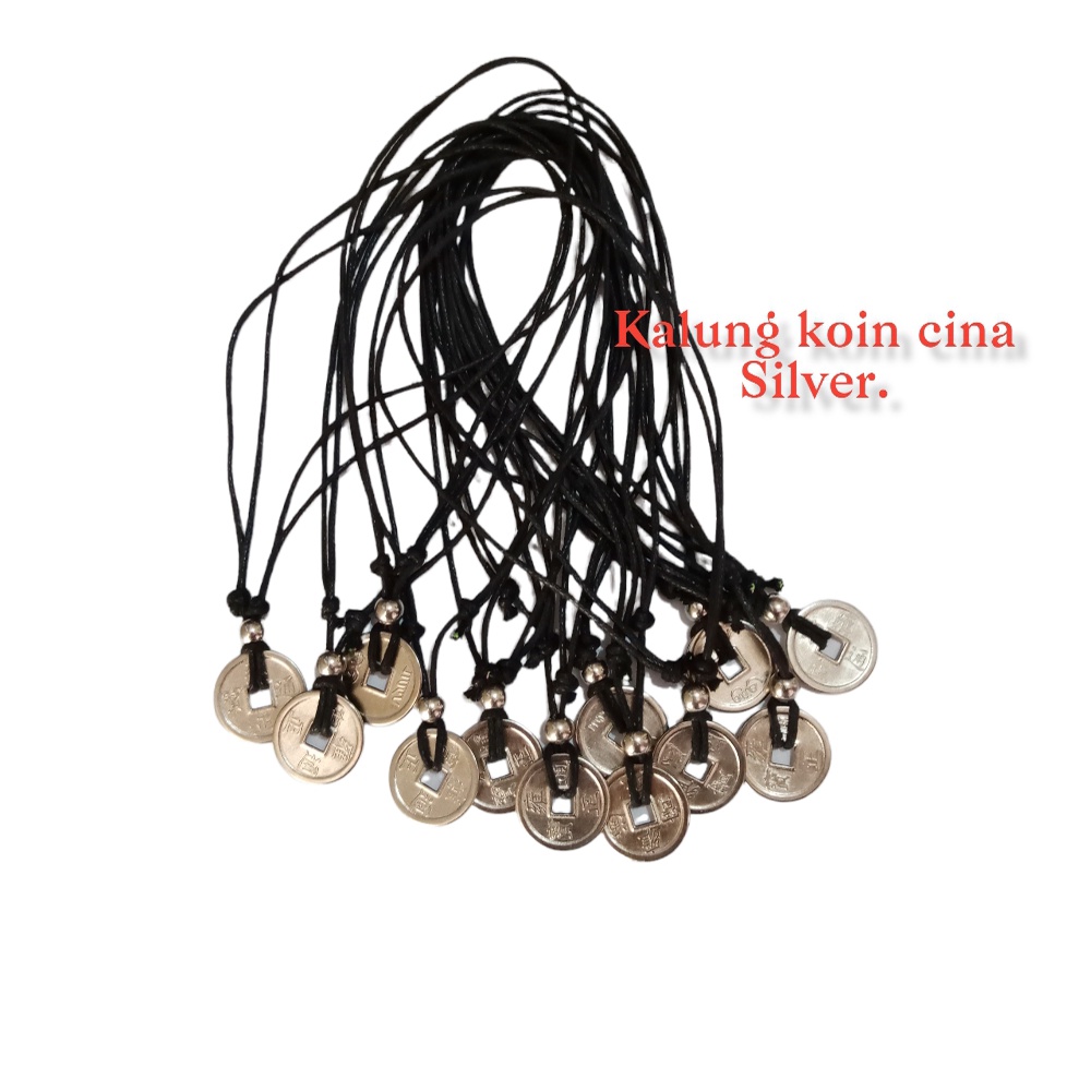 KALUNG TALI HITAM LIONTIN CIN-CIN PRIA WANITA/STENLIS STEEL/TITANIUM/COD