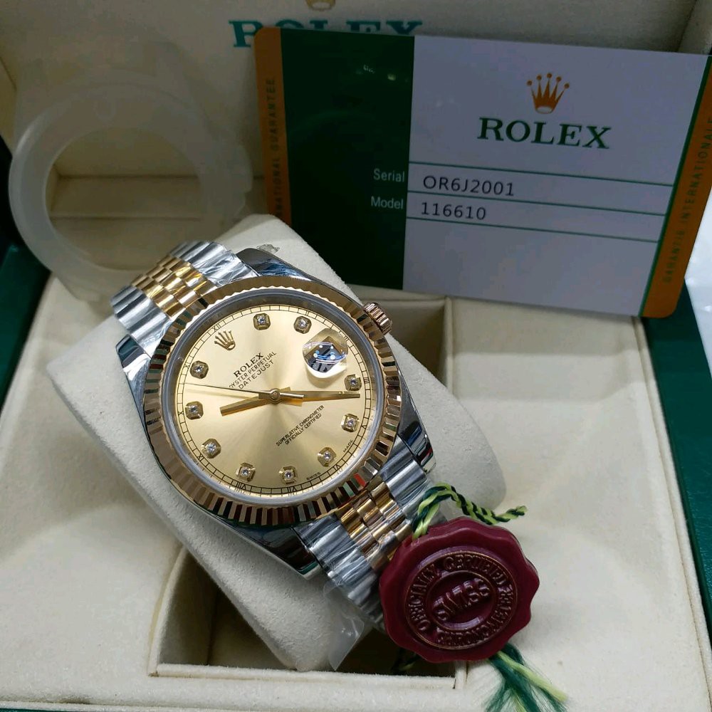 Jam Tangan Pria Rolex Datejust 36mm Silver Gold Lapis Emas 24karat Swissclone Indonesia