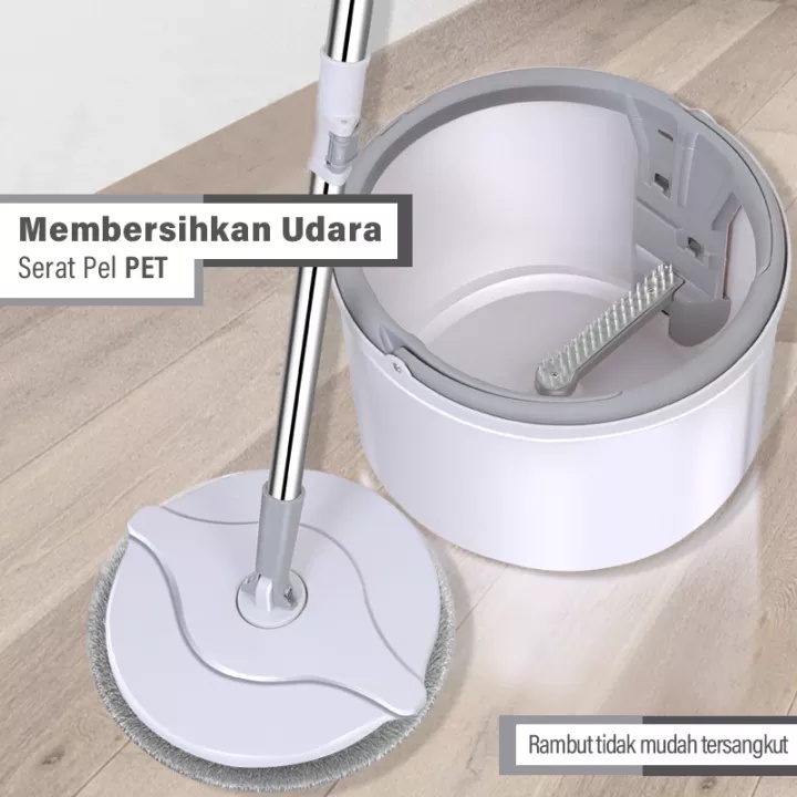 Serbagrosirmurah M01 Spin Mop Alat Pel Lantai Kain Pel Alat Pel Otomatis Flat Mop Putar Praktis Alat Pel Lantai Dengan Ember