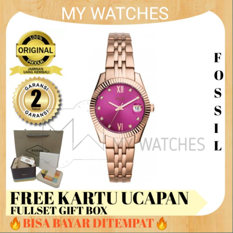 Fossil Scarlette Mini ES4900 Original | Jam Tangan Fossil Wanita Hand Date Rose Gold