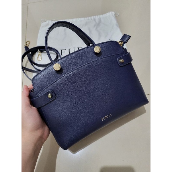 PRELOVED FURLA AGATHA SMALL NAVY KONDISI BAGUS